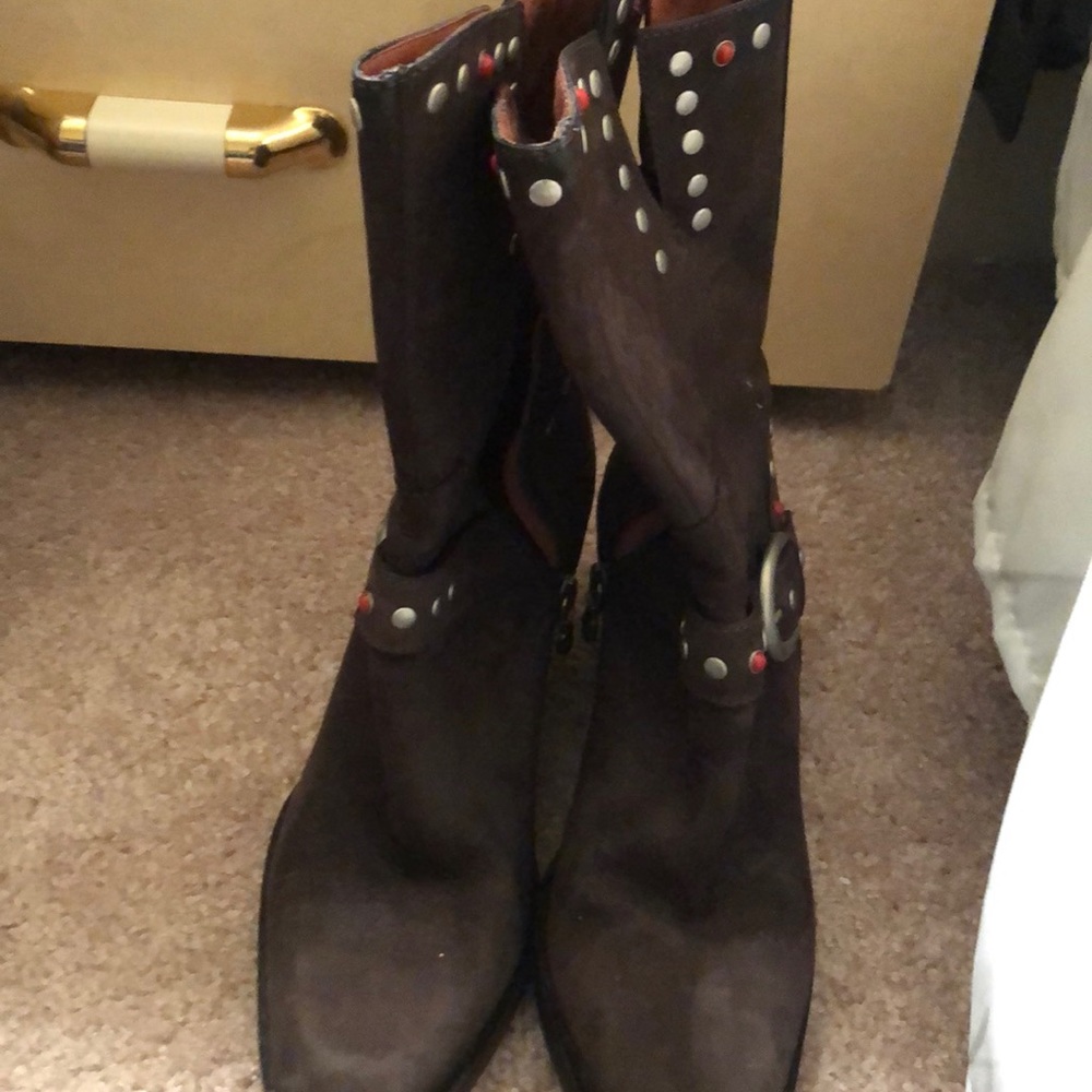 Suede Boot With Studs Matching Purse - image 3